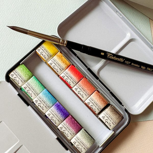 A. Gallo Watercolour Set A. Gallo - Handmade Watercolour Set - Naturale 3 Palette - 12 Half Pans