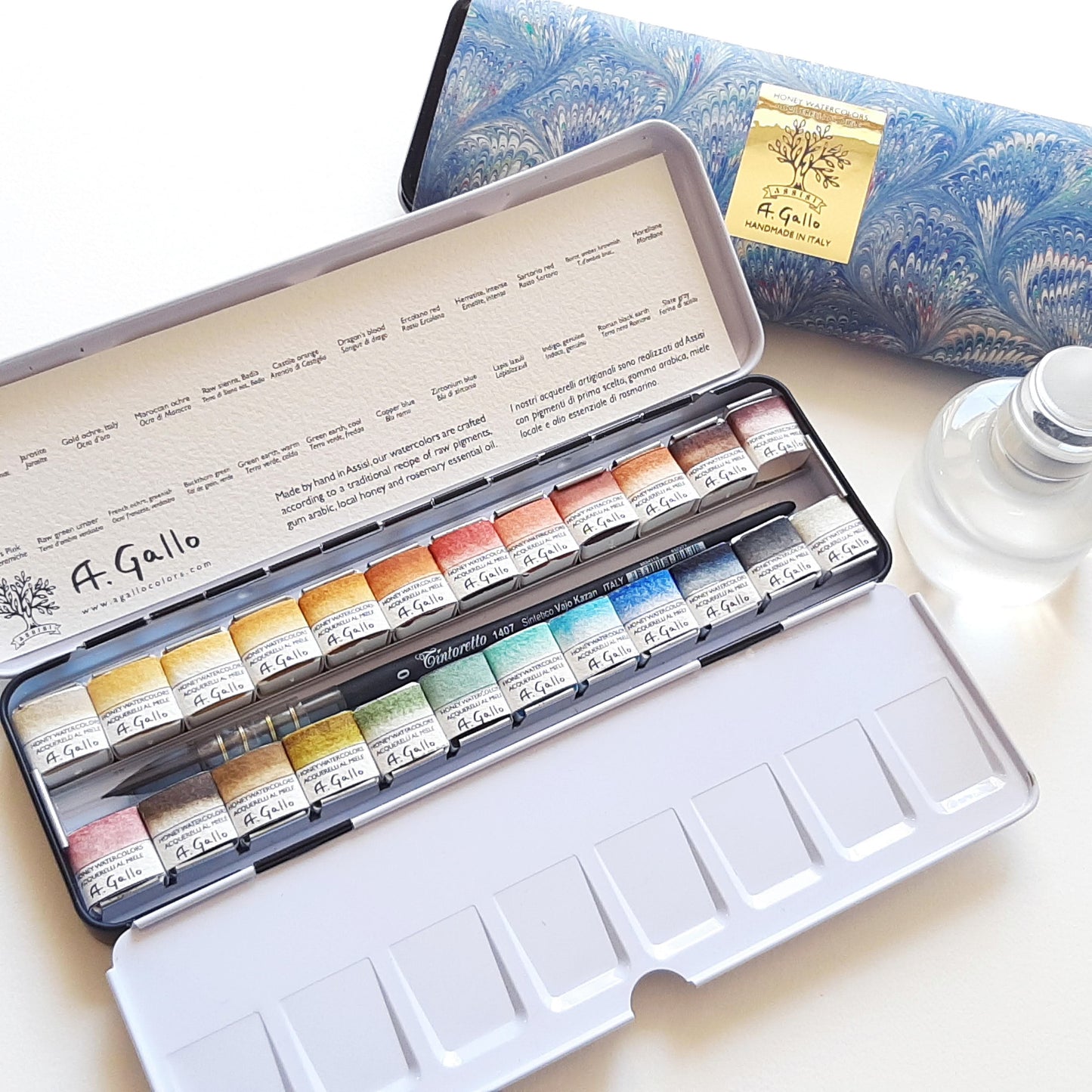 A. Gallo Watercolour Set A. Gallo - Handmade Watercolour Set - Naturale Palette - 24 Half Pans