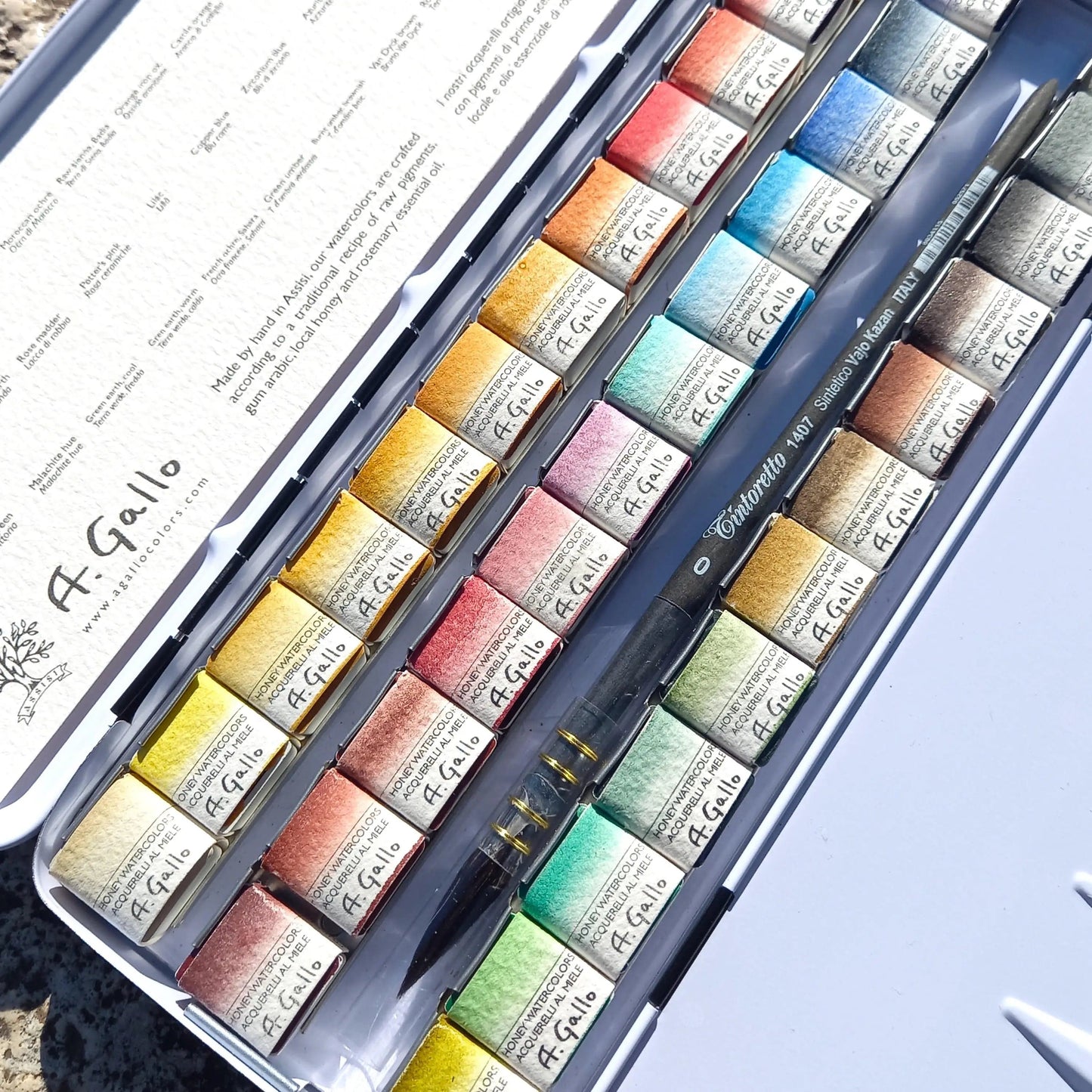 A. Gallo Watercolour Set A. Gallo - Handmade Watercolour Set - Naturale Palette - 36 Half Pans