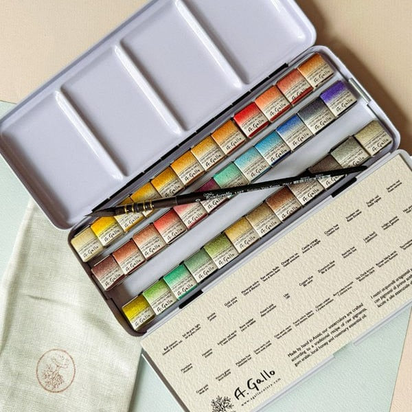 A. Gallo Watercolour Set A. Gallo - Handmade Watercolour Set - Naturale Palette - 36 Half Pans