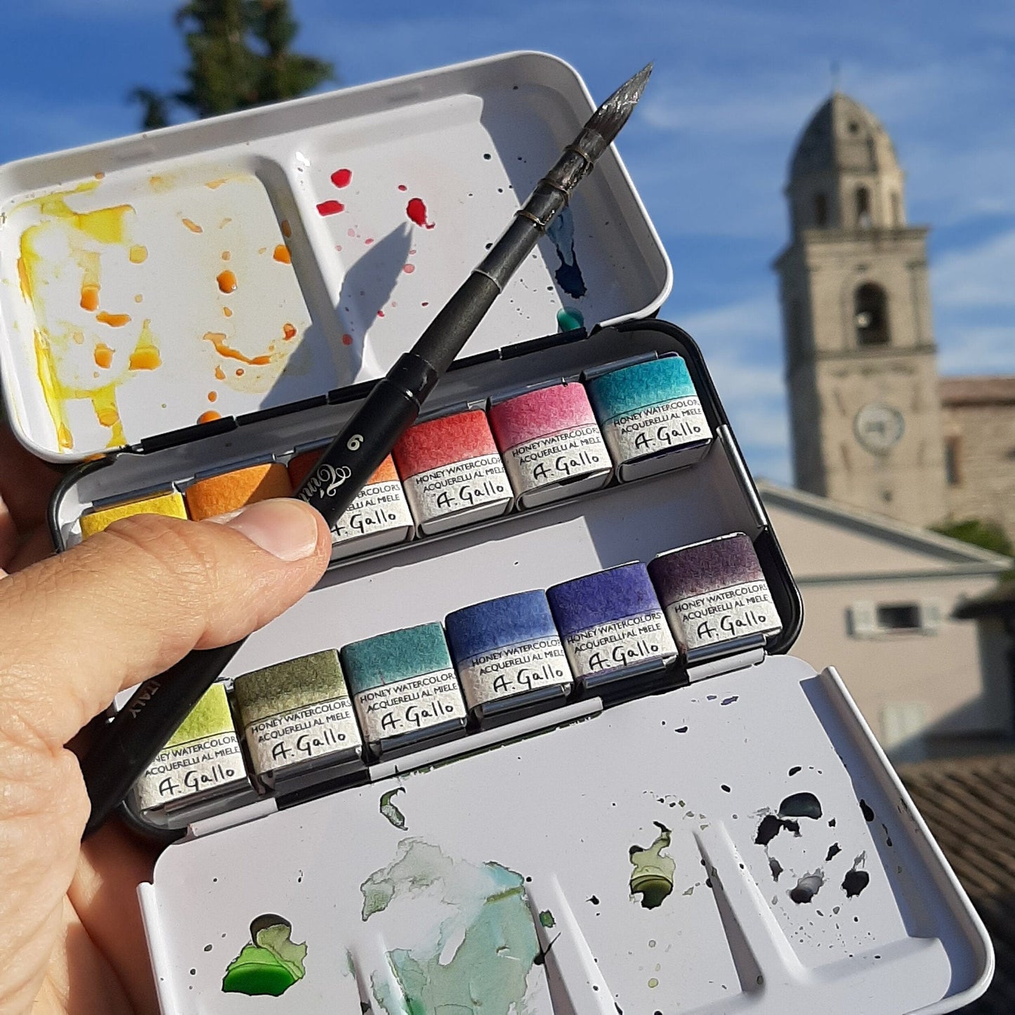 A. Gallo Watercolour Set A. Gallo - Handmade Watercolour Set - Signature 1 Palette - 12 Half Pans
