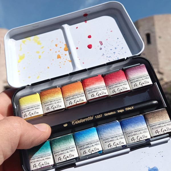 A. Gallo Watercolour Set A. Gallo - Handmade Watercolour Set - Signature 2 Palette - 12 Half Pans