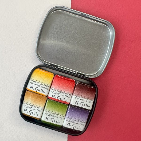 A. Gallo Watercolour Set A. Gallo - Handmade Watercolour Set - Vendemmia Pallette - 6 Half Pans