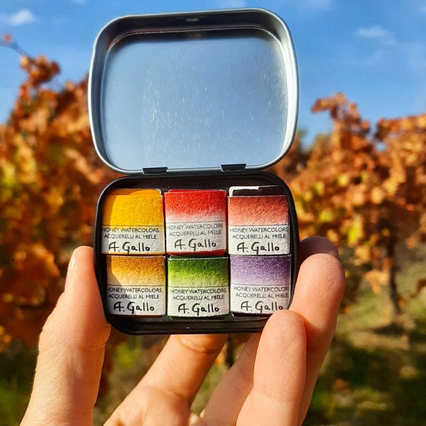 A. Gallo Watercolour Set A. Gallo - Handmade Watercolour Set - Vendemmia Pallette - 6 Half Pans