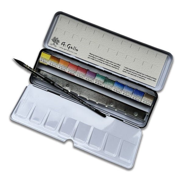 A. Gallo Watercolour Set A. Gallo - Handmade Watercolours - Signature 2 Deluxe Palette - Set of 12 Half Pans