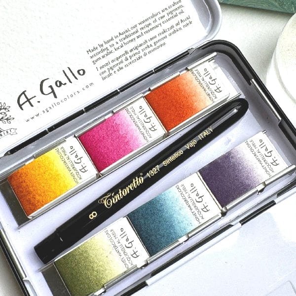 A. Gallo Watercolour Set A. Gallo - Handmade Watercolours - Signature Palette - Set of 6 Full Pans