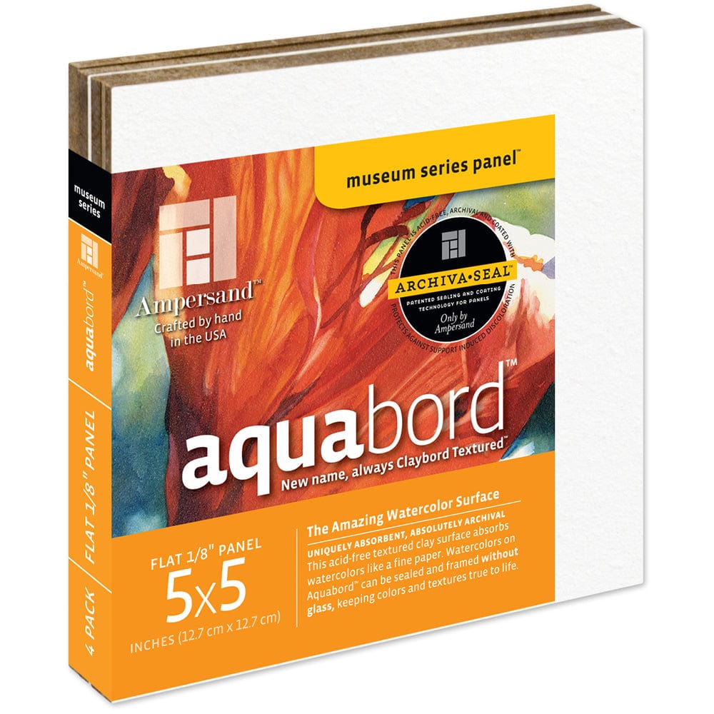 Ampersand Primed Wood Panel Ampersand - Aquabord - 1/8" Depth - 5x5" - 4 Pack