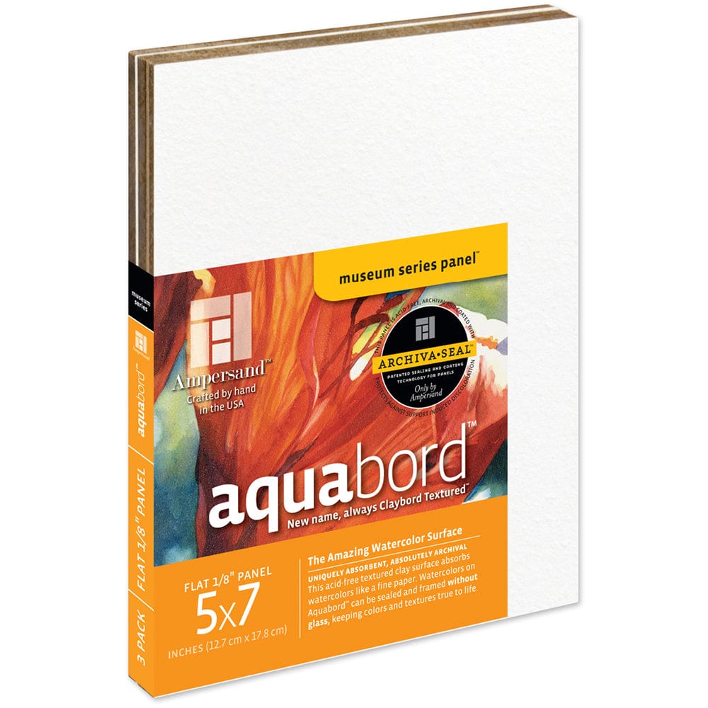 Ampersand Primed Wood Panel Ampersand - Aquabord - 1/8" Depth - 5x7" - 3 Pack