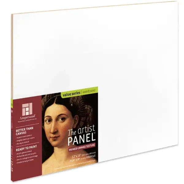 Ampersand Primed Wood Panel Ampersand - Artist Panel - Canvas Texture - 3/8" Depth - 12x16"