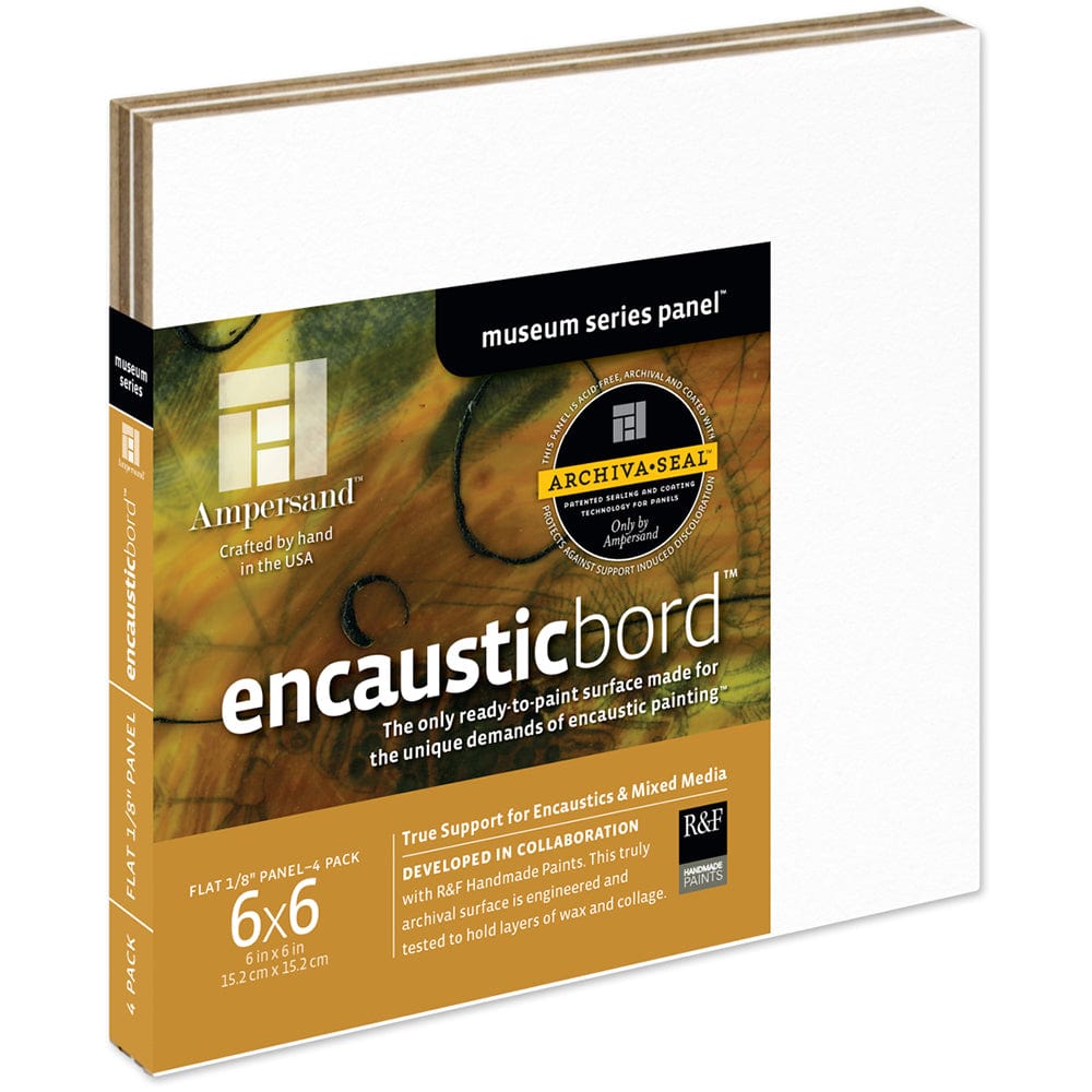 Ampersand Primed Wood Panel Ampersand - Encausticbord - 1/8" Depth - 6x6" - 4 Pack