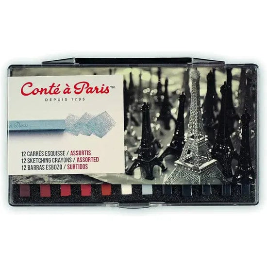Conté à Paris Compressed Charcoal ASSORTED COLOURS Conté à Paris - Sketching Crayons - Sets of 12
