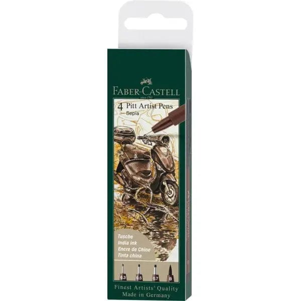 Faber-Castell Pigment Liner Set Faber-Castell - Pitt Artist Pens - Set of 4 - Sepia - Item #167101