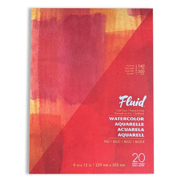 Fluid Watercolour Paper Watercolour Pad - Gluebound Fluid - Watercolour Pad - Cold Press - 140lb - 9x12" - Item #882912
