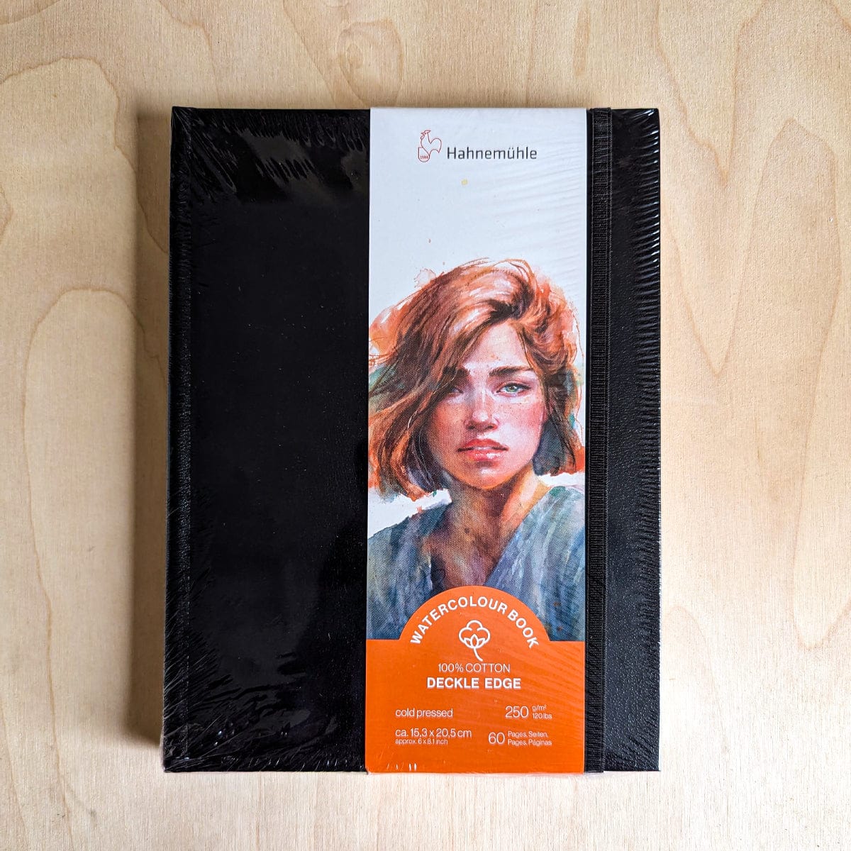 Hahnemühle Watercolour Pad - Hardcover Hahnemühle - 100% Cotton Deckle Edge Watercolour Book - 15.3x20.5cm - Portrait Style