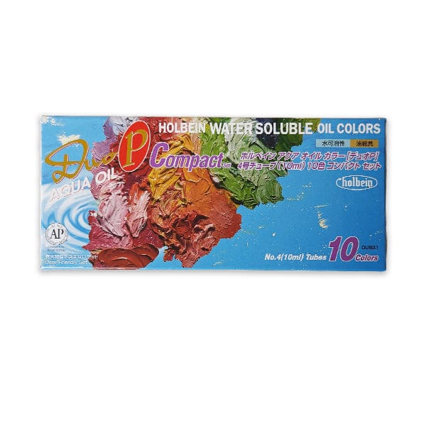 Holbein Artist Materials Water Mixable Oil Colour Set Holbein - DUO Aqua Oil - Water Soluble Oil Colours - 10 Colour Compact Set - Item #DU931