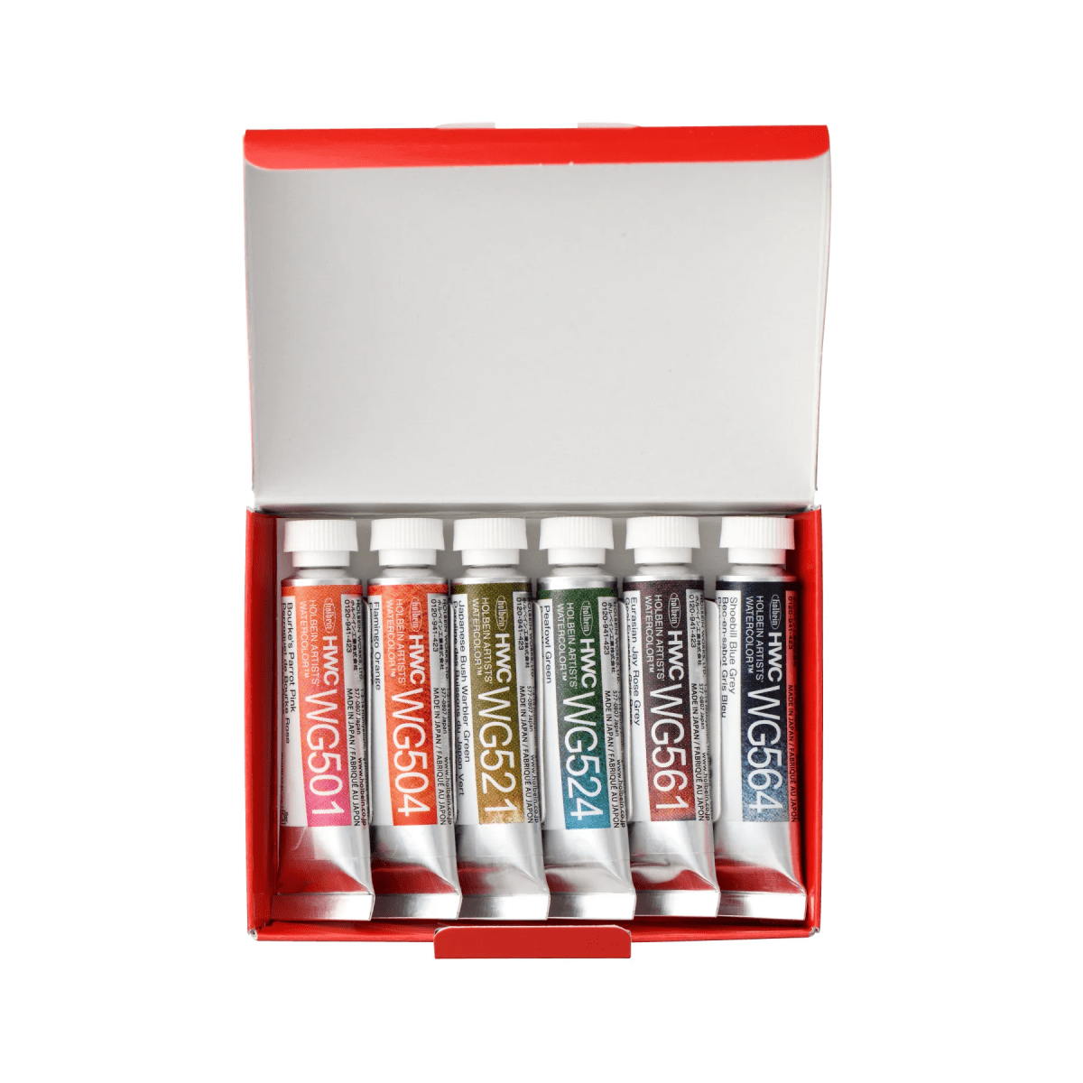 Holbein Artist Materials Watercolour Set Holbein - Artists' Granulating Watercolour - Bird - Set of 6 Colours - 5mL Tubes