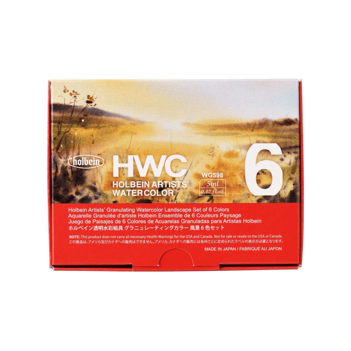 Holbein Artist Materials Watercolour Set Holbein - Artists' Granulating Watercolour - Landscape - Set of 6 Colours - 5mL Tubes