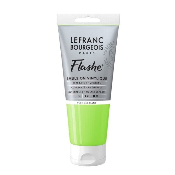 Lefranc & Bourgeois Acrylic Paint Bright Green Flashe - Vinyl Emulsion Paint - Individual 80mL Tubes - Series 1
