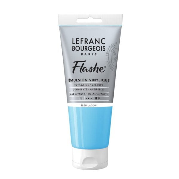Lefranc & Bourgeois Acrylic Paint Lagoon Blue Flashe - Vinyl Emulsion Paint - Individual 80mL Tubes - Series 2