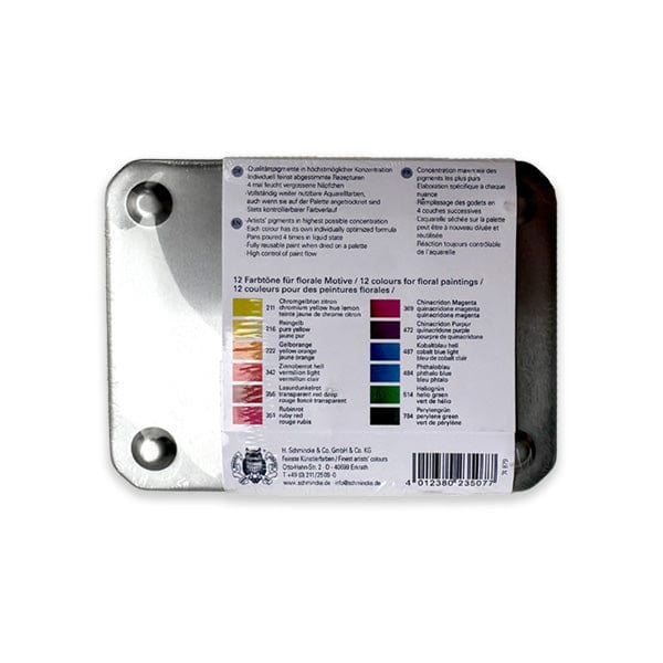 Schmincke Watercolour Set Schmincke - Horadam Aquarell - Watercolour Half Pans - Special Edition - Set of 12 Floral Colours - Item #74 879