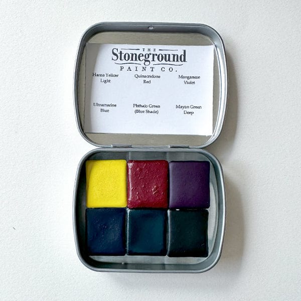 Stoneground Paint Co. Watercolour Set Stoneground - Watercolour Half Pans - Set of 6 Colours - Cool Botanical