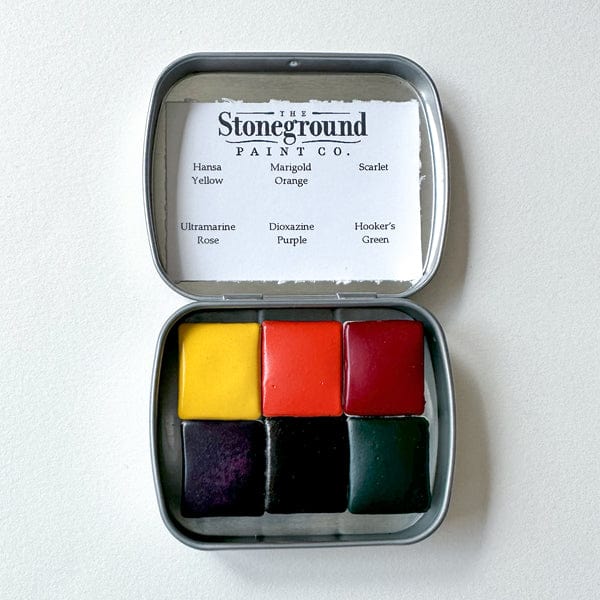 Stoneground Paint Co. Watercolour Set Stoneground - Watercolour Half Pans - Set of 6 Colours - Warm Botanical