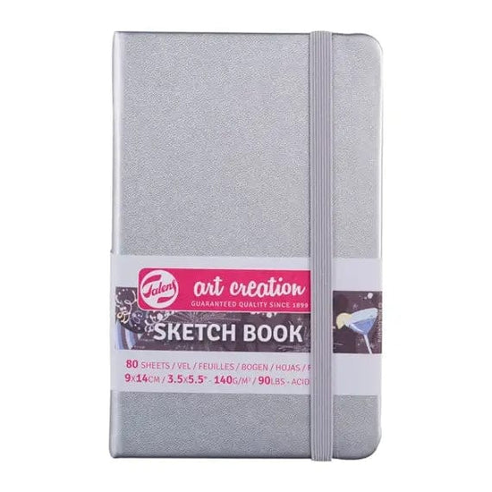 Talens Art Creation Sketchbook - Hardcover SHINY SILVER Talens - Art Creation - Sketch Book - 9x14cm - Small Profile - 80 Sheets