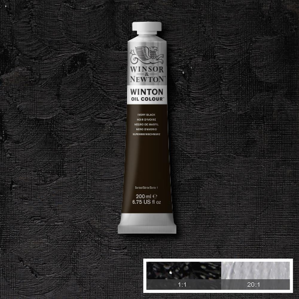 Winsor & Newton Oil Colour IVORY BLACK Winsor & Newton - Winton Oil Colour - 200mL Tubes - Series 1