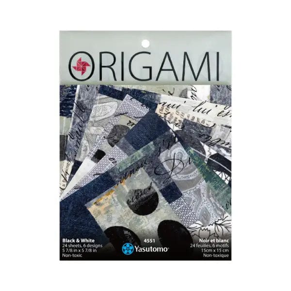 Yasutomo Origami Paper Yasutomo - Origami Paper - Black & White - 5 7/8" Square - 24 Sheets
