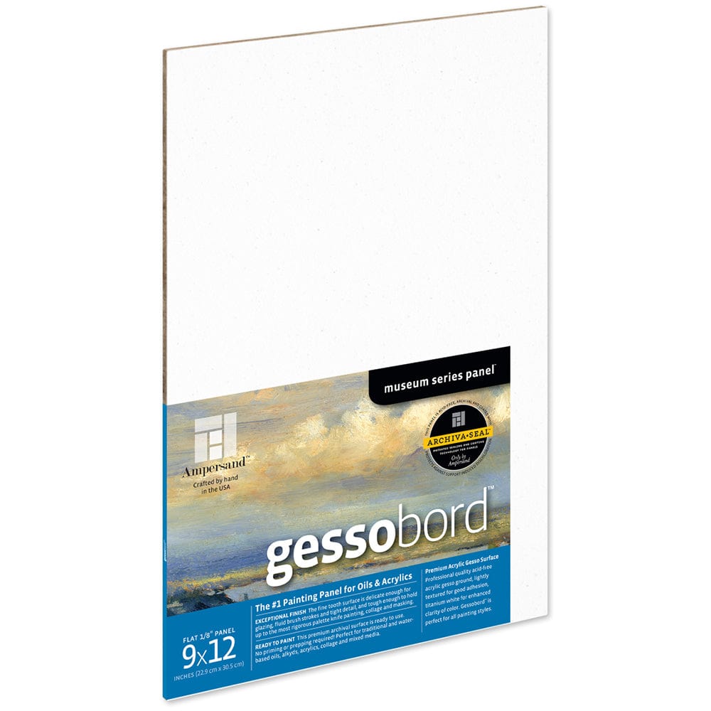 Ampersand Primed Wood Panel Ampersand - Gessobord - 1/8" Flat Panel - 9x12"