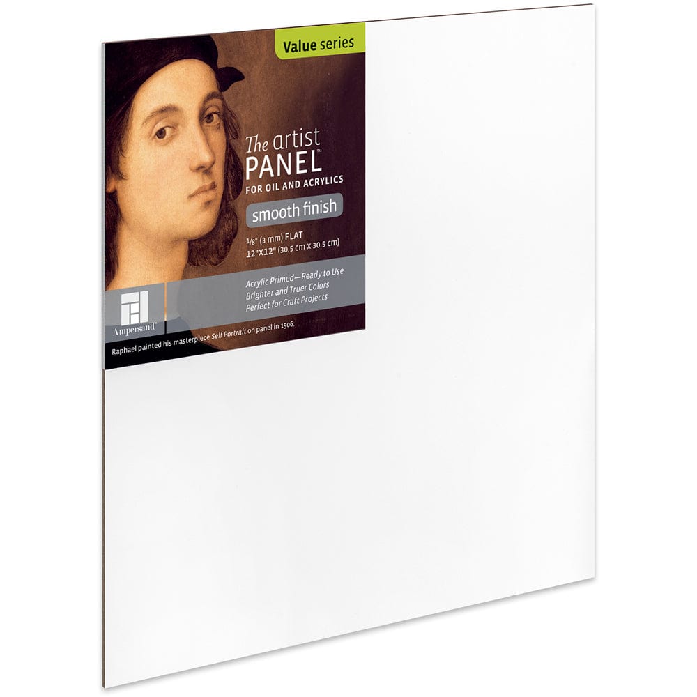 Ampersand Primed Wood Panel Ampersand - Primed Wood Panel - Smooth - 1/8" Depth - 12x12" - Item #APS1212