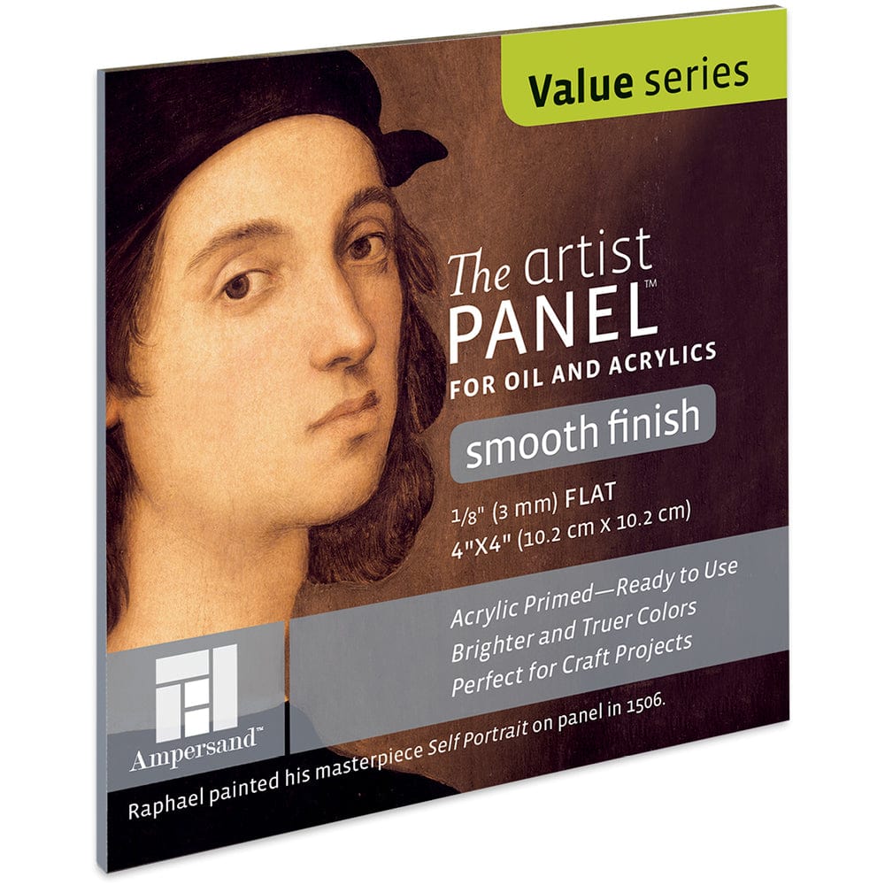 Ampersand Primed Wood Panel Ampersand - Primed Wood Panel - Smooth - 1/8" Depth - 4x4" - Item #APS0404