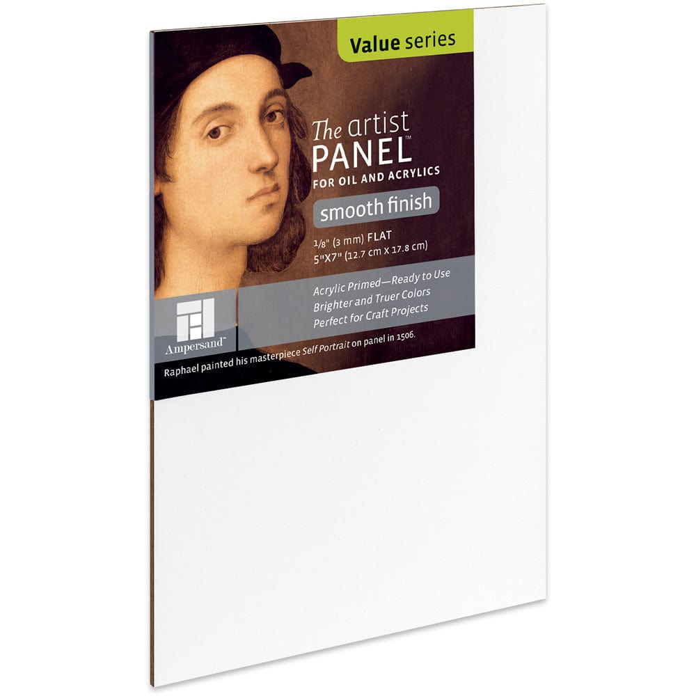 Ampersand Primed Wood Panel Ampersand - Primed Wood Panel - Smooth - 1/8" Depth - 5x7" - Item #APS0507