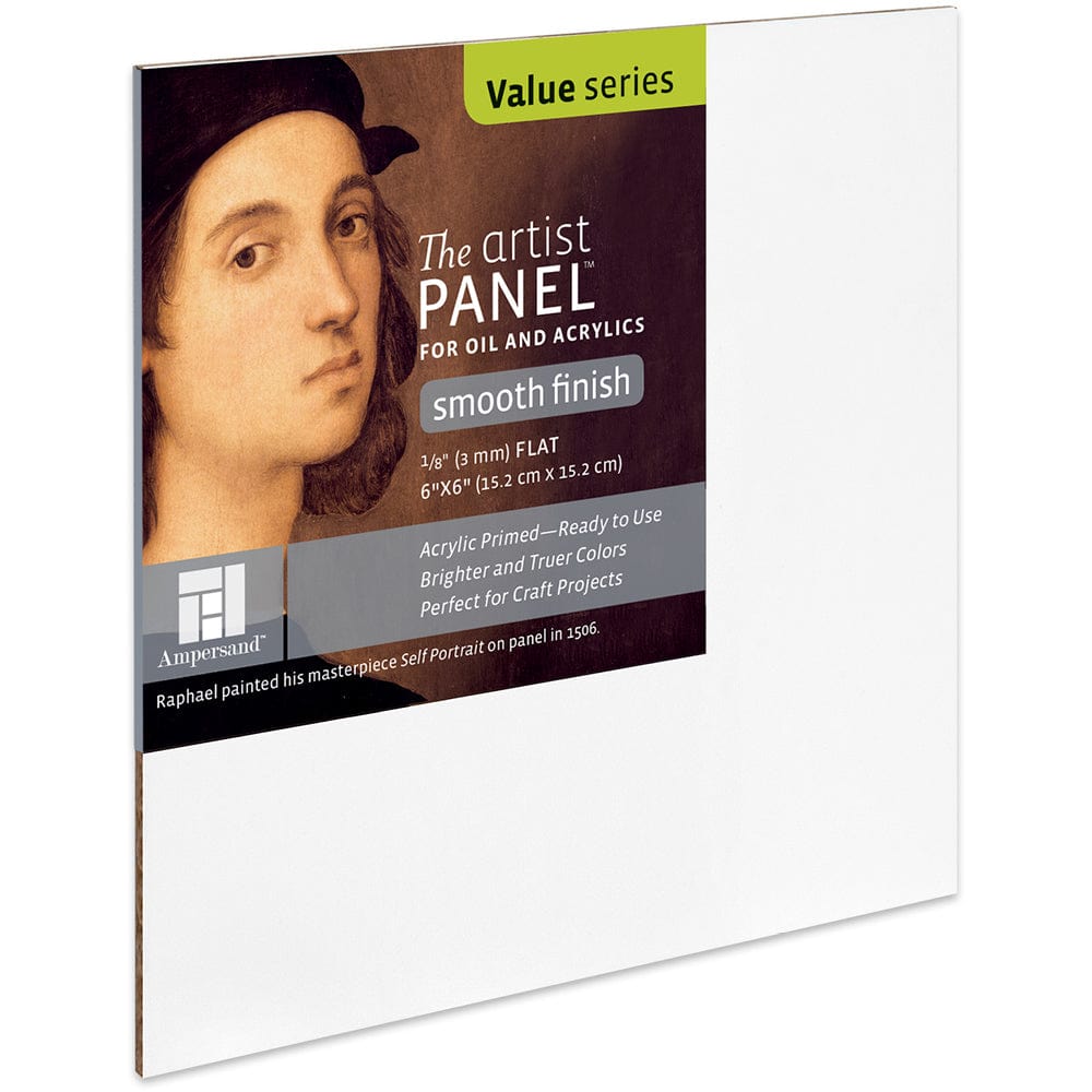 Ampersand Primed Wood Panel Ampersand - Primed Wood Panel - Smooth - 1/8" Depth - 6x6" - Item#APS0606