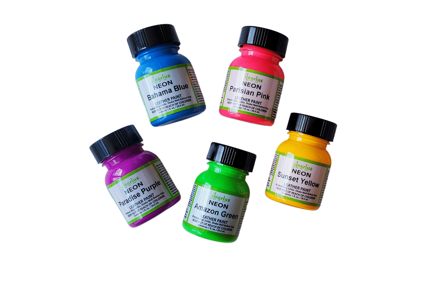 Angelus Acrylic Leather Paint Angelus - Acrylic Leather Paints - 1oz Bottles - Neon Colours