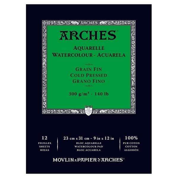 ARCHES WC PAD Arches Watercolour Pad Cold Pressed 140 lbs. 9x12"