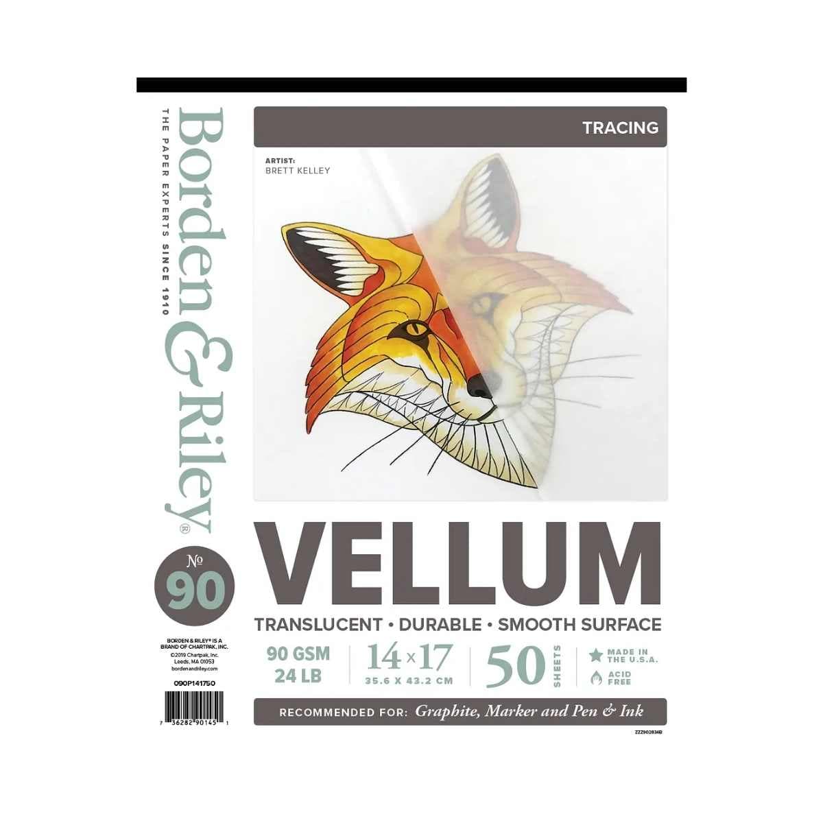 Borden & Riley Tracing Paper - Pad Borden & Riley - #90 Trace Vellum Pad - 14x17" - Item #090P141750