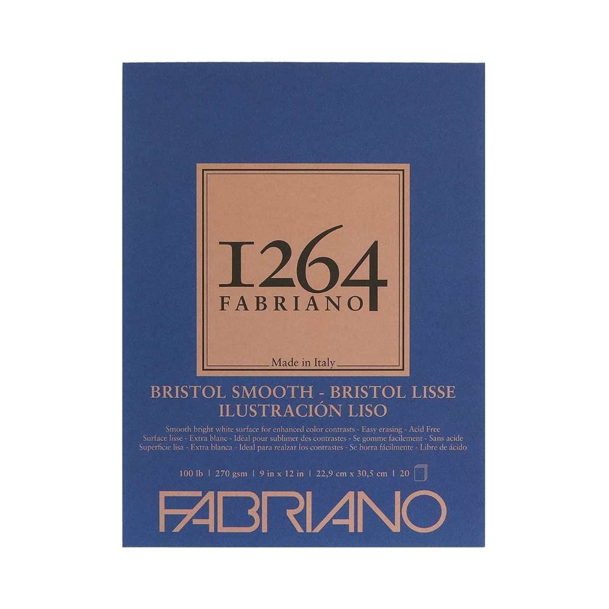 FABRIANO Bristol Pad - Smooth Fabriano - 1264 - Bristol Pad - Smooth - 9x12" - 20 sheets - 100lb - Item #19100588