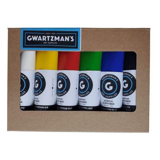 Gwartzman's Art Supplies ACRYLIC PAINT Gwartzman's - Acrylic Starter Set - 6 x 120mL - Item #PROA46STG