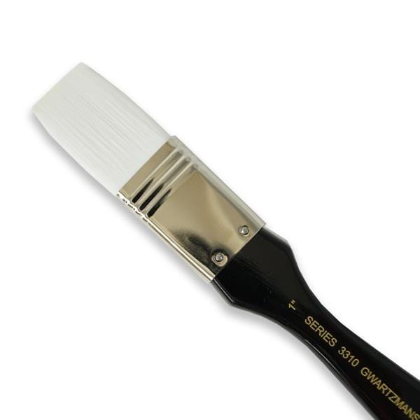 GWARTZMANS BRUSH WHITE TAKLON Gwartzmans White Taklon Extra Wide 3310 Brush 1" - item#3310-1