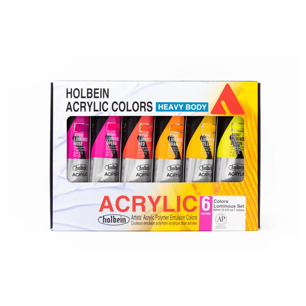 HOLBEIN ACRYLIC PAINT SET Holbein - Heavy Body Acrylic Paint - Set of 6 Luminous Colours - 60mL Tubes - Item #AU7982