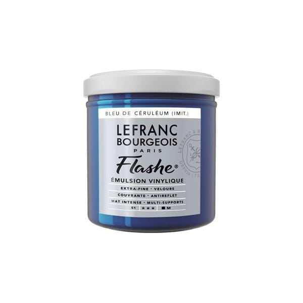 LEFRANC & BOURGEOISE FLASHE ACRYLIC CERULEAN BLUE HUE Flashe Vinyl Emulsion Paint 125mL - Series 1