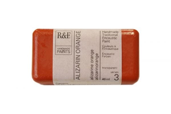 R&F Handmade Paints Encaustic Colour Alizarin Orange R&F - Encaustic Paints - 40mL Cakes - Series 3