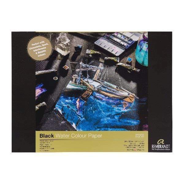 REMBRANDT BLACK WC PAPER Rembrant - Black Water Colour Paper - 10 Sheets - 9.4"x12.6"