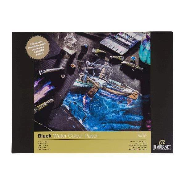 REMBRANDT BLACK WC PAPER Rembrandt - Black Watercolour Paper - 10 Sheets - 11.8"x 15.7"