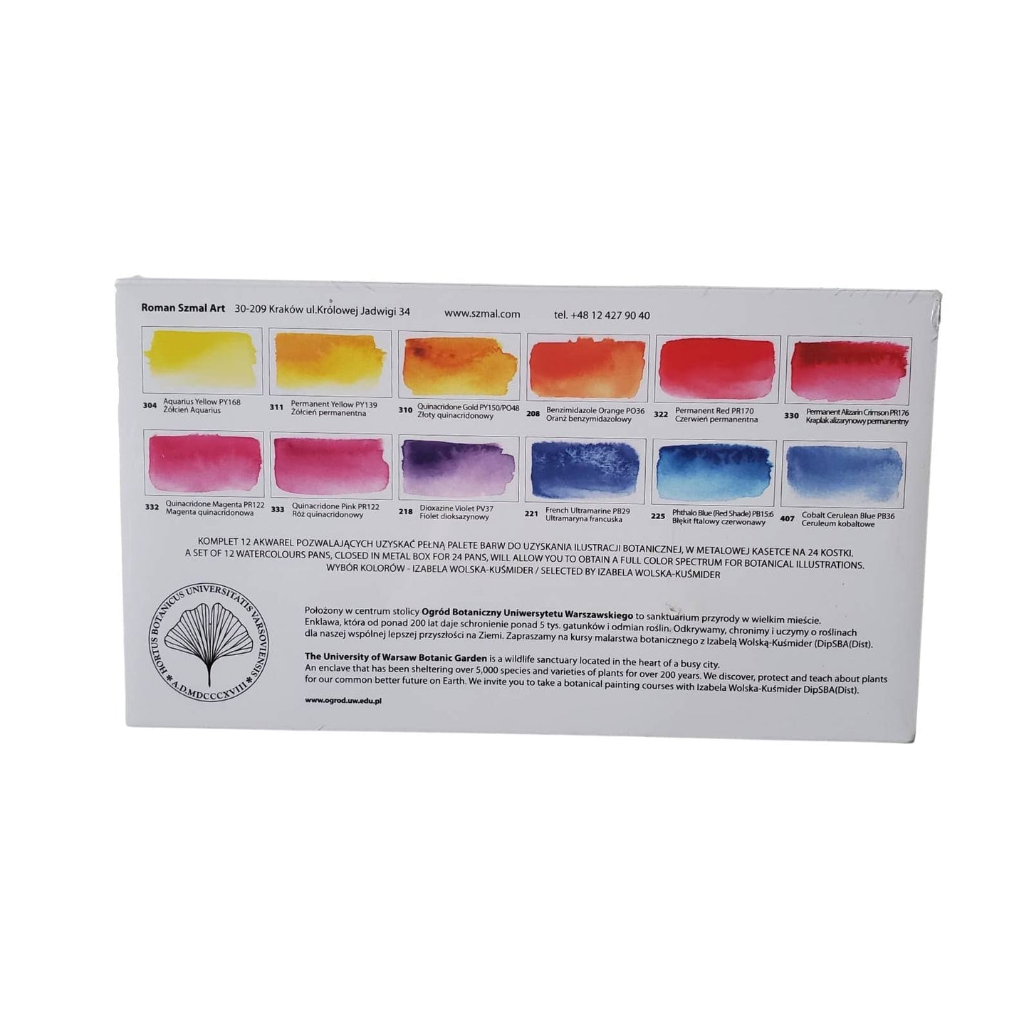 Roman Szmal Watercolour Set - Full Pans Roman Szmal - Aquarius Watercolour Set - Hortus Botanicus Palette - 12 Full Pans