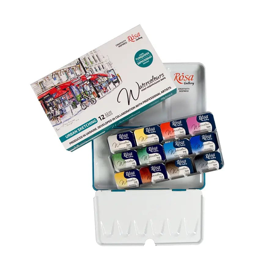 ROSA Gallery Watercolour Set ROSA Gallery - Watercolour Travel Set - 12 Colours - Urban Sketching Palette - Item #3403412