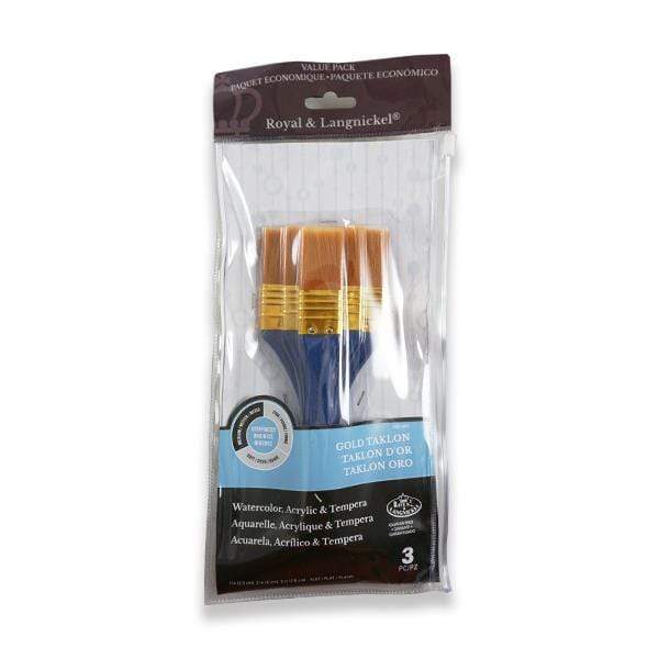ROYAL LANGNICKEL GOLD TAKLON BRUSH SET Royal Langnickel - Gold Taklon Brush Set - Large - 3 Pieces