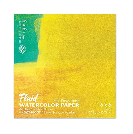 SPEEDBALL WATERCOLOUR BLOCK Fluid - Watercolour Block - Hot Press - 140lb - 6x6" - Item #850066