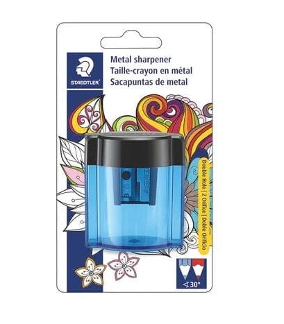 STAEDTLER SHARPENER Staedtler - Metal Sharpener - 2-Hole with Shavings Container - Item #512003BK